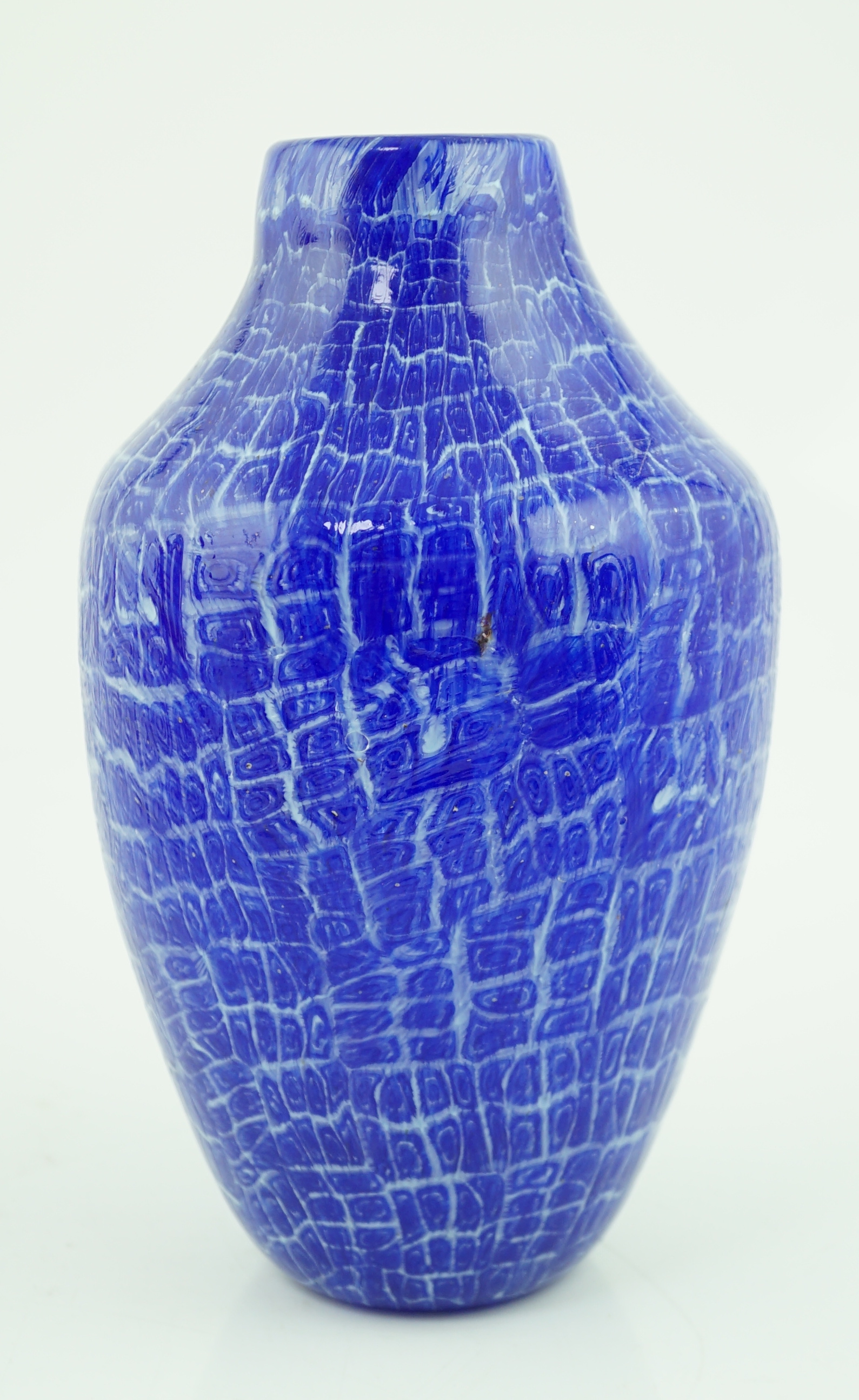 Vittorio Ferro (1932-2012) A Murano glass vase, high shouldered, with a bright blue tile pattern, unsigned, 26cm, Please note this lot attracts an additional import tax of 20% on the hammer price